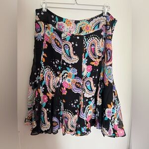 Dana Buchman Vintage Multicolored Paisley Skirt 100%Silk 16